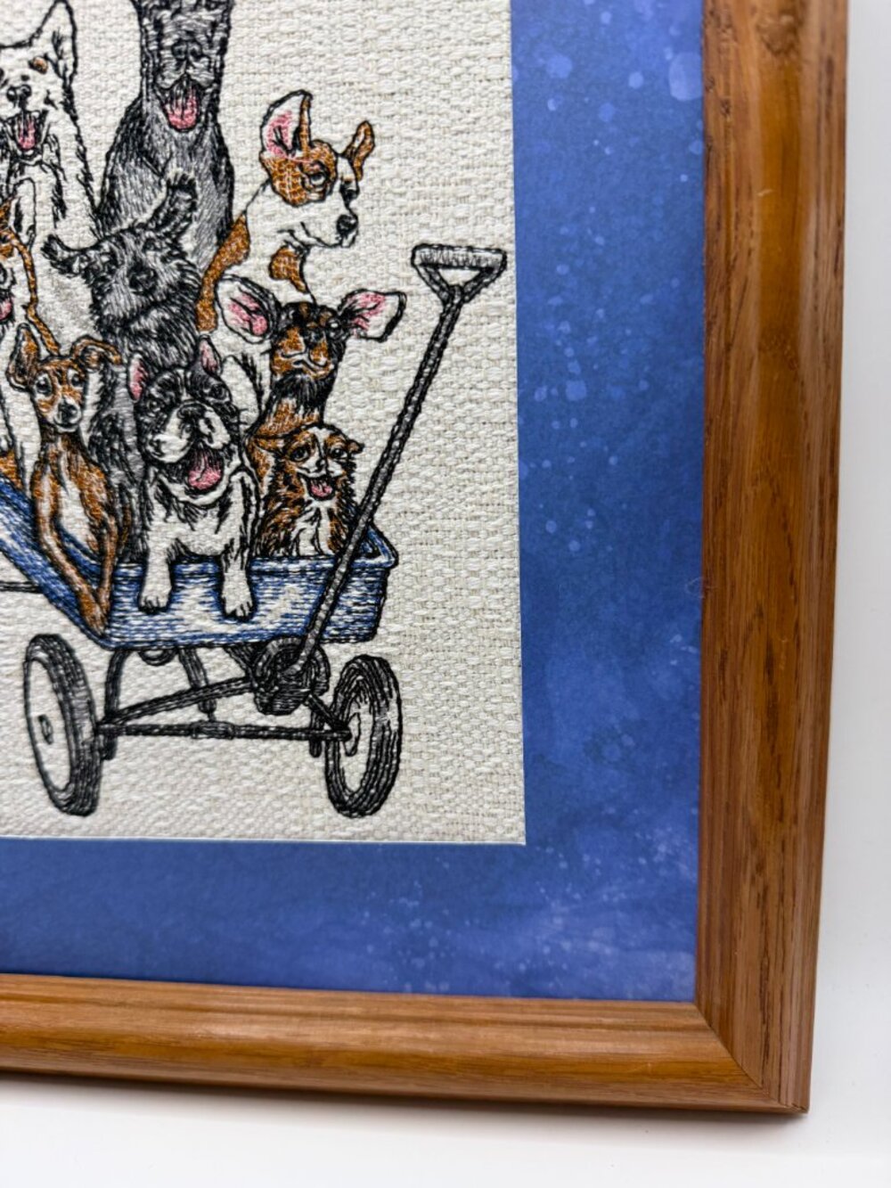 Homemade Dog Wagon Framed 8X10 Embroidery Art - Picture 3 of 6